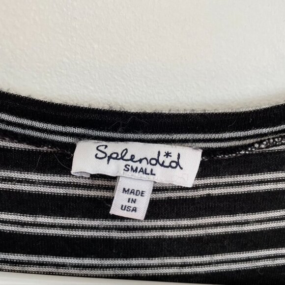 SPLENDID ANTHROPOLOGIE Tiered Maxi Dress Black White Striped Mixed Media Summer - Picture 6 of 14